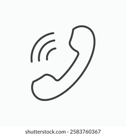 Phone call vector icon isolated in black line
