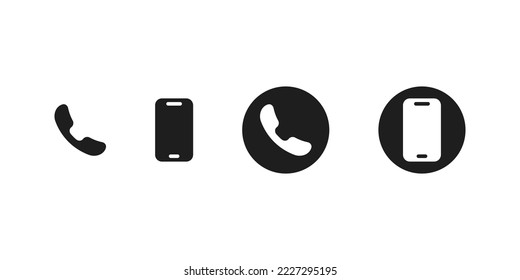 Juego de iconos vectoriales de llamadas telefónicas. Vieja y moderna colección de botones de smarphone. Símbolo de teléfono móvil, botón de conexión de línea de servicio.