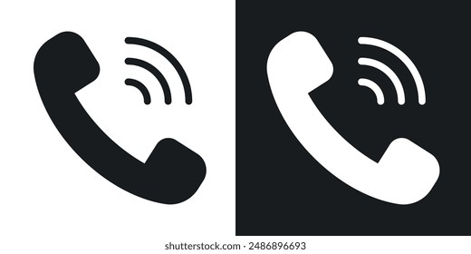 Icono de Vector de llamada de teléfono en color sólido blanco y negro