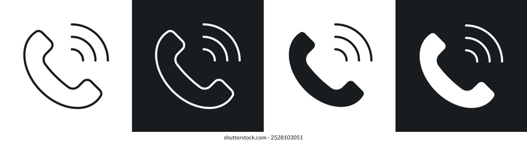 Icono de Vector de llamada telefónica en blanco y negro