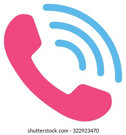 Phone Call vector icon. Style is bicolor flat symbol, pink and blue colors, rounded angles, white background.