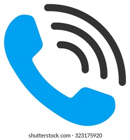 Phone Call vector icon. Style is bicolor flat symbol, blue and gray colors, rounded angles, white background.
