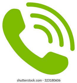 Phone Call vector icon. Style is flat symbol, eco green color, rounded angles, white background.