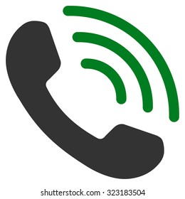 Phone Call vector icon. Style is bicolor flat symbol, green and gray colors, rounded angles, white background.