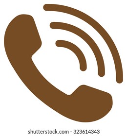 Phone Call vector icon. Style is flat symbol, brown color, rounded angles, white background.