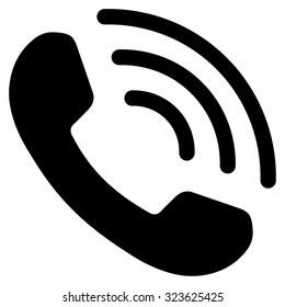 Phone Call vector icon. Style is flat symbol, black color, rounded angles, white background.
