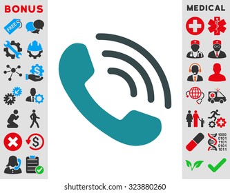 Phone Call vector icon. Style is bicolor flat symbol, soft blue colors, rounded angles, white background.