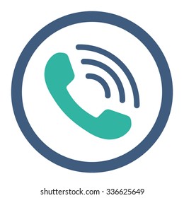 Phone Call vector icon. Style is bicolor flat rounded symbol, cobalt and cyan colors, rounded angles, white background.