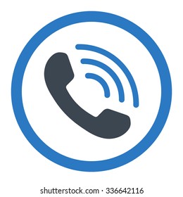 Phone Call vector icon. Style is bicolor flat rounded symbol, smooth blue colors, rounded angles, white background.