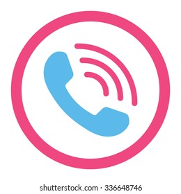 Phone Call vector icon. Style is bicolor flat rounded symbol, pink and blue colors, rounded angles, white background.