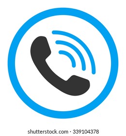 Phone Call vector icon. Style is bicolor flat rounded symbol, blue and gray colors, rounded angles, white background.