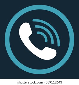 Phone Call vector icon. Style is bicolor flat rounded symbol, blue and white colors, rounded angles, dark blue background.