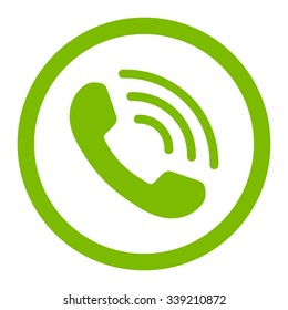 Phone Call Vector Icon. Style Is Flat Rounded Symbol, Eco Green Color, Rounded Angles, White Background.