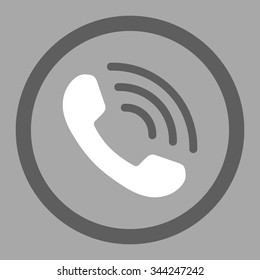 Phone Call vector icon. Style is bicolor flat rounded symbol, dark gray and white colors, rounded angles, silver background.