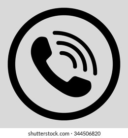 Phone Call vector icon. Style is flat rounded symbol, black color, rounded angles, light gray background.