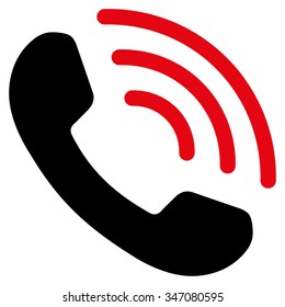 Phone Call vector icon. Style is bicolor flat symbol, intensive red and black colors, rounded angles, white background.
