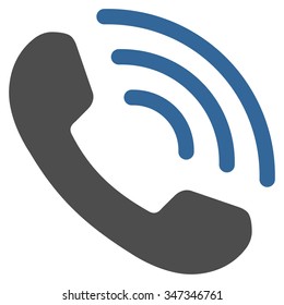 Phone Call vector icon. Style is bicolor flat symbol, cobalt and gray colors, rounded angles, white background.