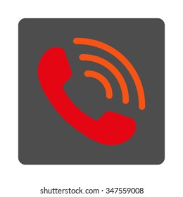 Phone Call vector icon. Style is flat rounded square silver button with red symbol, white background.