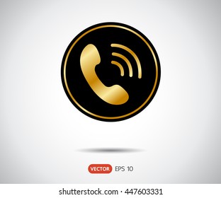 Phone Call vector icon. Style is flat rounded symbol, Gold color, rounded angles, premium logo illustration