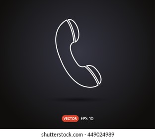 Phone Call vector icon. Style is flat rounded symbol, gray color, rounded angles, logo illustration