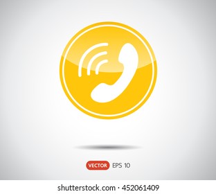 Phone Call vector icon. Style is flat rounded symbol, vintage color, rounded angles, logo illustration