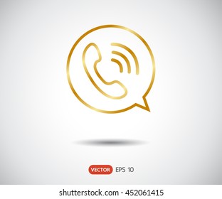 Phone Call vector icon. Style is flat rounded symbol, luxury style, rounded angles, logo illustration