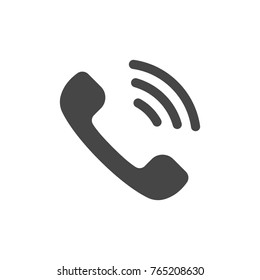 Icono vectorial de llamada telefónica. El estilo es un símbolo redondeado plano, color gris, ángulos redondeados, fondo blanco.