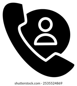  Phone call vector icon. Telephone with user icon. Replaceable vector design.