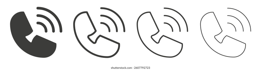 Phone call vector icons in black and blue colors