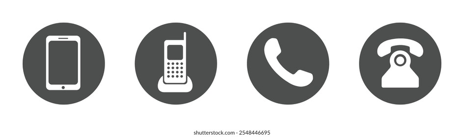 Conjunto de iconos de vector de llamada telefónica. Icono de teléfono