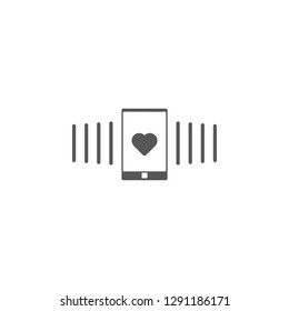 Phone call, vibration, heart icon. Simple glyph, flat vector of valentines day, love icons for UI and UX, website or mobile application