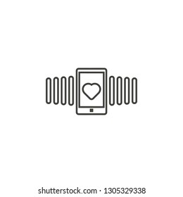 Phone call, vibration, heart icon. Simple thin line, outline vector of valentines day, love icons for UI and UX, website or mobile application