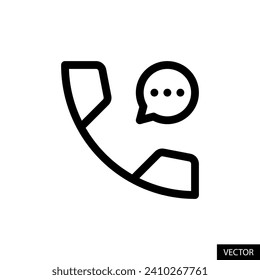 Icono de vector de mensaje de voz de llamada telefónica en diseño de estilo de línea para sitio web, aplicación, interfaz de usuario, aislado en fondo blanco. Trazo editable. Ilustración vectorial EPS 10.