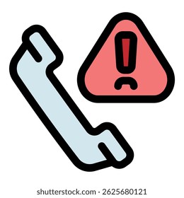 Advertencia de llamada telefónica que muestra precaución o notificación importante, estafa o concepto de spam