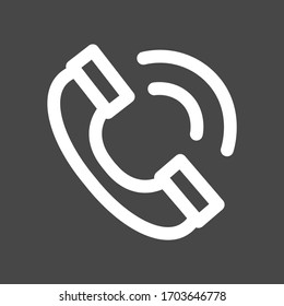 Phone call white colored vector line icon with dark background