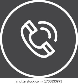 Phone call white colored vector line icon with dark background