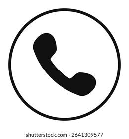 Phone calling icon flat round button isolated vector illustration