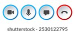 Phone calling icon set. Streaming icon set. Video call buttons set. Collection of internet conversation buttons. A set of video communication elements. Stock vector EPS10.