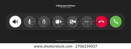 Phone calling icon set. Streaming icon set. Video call buttons set. Collection of internet conversation buttons. A set of video communication elements. Stock vector EPS10.