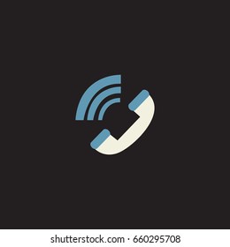Phone calling sign flat design illustration.