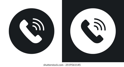 Icono de Vector de línea de llamada de teléfono establecido en estilo sólido y contorno.
