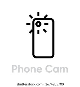 Phone Cam icon. Editable Vector Outline. Smartphone camera icon in trendy flat style. Symbol Equipment Single Pictogram for your web site design, logo, app, UI.