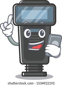 With phone camera flash in the cartoon shape