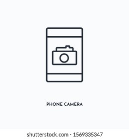 Phone camera outline icon. Simple linear element illustration. Isolated line Phone camera icon on white background. Thin stroke sign can be used for web, mobile and UI.
