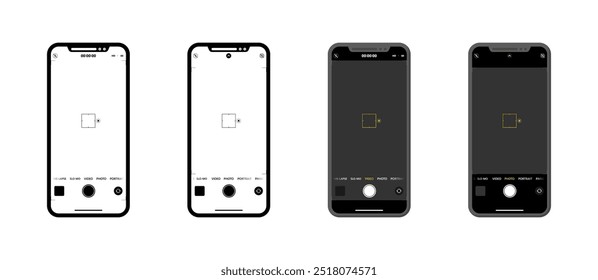 Phone camera set icons. Flat style. Vector icons.