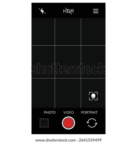 Phone camera viewfinder frame video or photo focus screen vertical template graphic