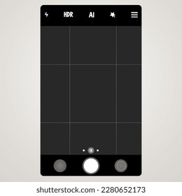 Phone camera viewfinder, screen interface view template video cam. Smartphone app frame isoleted