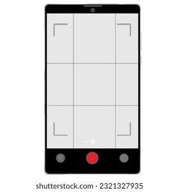Phone camera viewfinder, screen interface view template video cam. Smartphone app frame isoleted