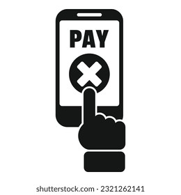 Teléfono cancele el vector plano del icono de pago. Error de tarjeta. Terminal de servicio
