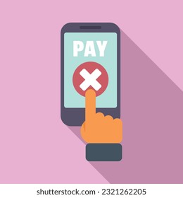 Phone cancel pay icon flat vector. Card error. Service terminal